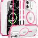 Magnetic for iPhone 17 Case, Built-in Screen Protector Hot Pink
