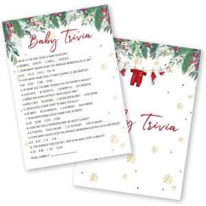 Christmas Baby Shower Games - 25 Pcs Baby Trivia Cards - Christmas Gender Reveal Games - Winter Party Decorations Favors Supplies -A02