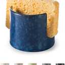 Zoeeker Kitchen Sponge Holder, Ceramic Sponge Organizer Scrubby Holder Sink Caddy Dish Rack for Kitchen and Bathroom, Farmhouse Decor, Blue (Cylindrical)