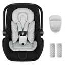 Infant Car Seat Insert Boy Girl, 3 in 1 Newborn Carseat Insert with Strap Pads, Car Seat Head Support for Baby Strollers, Swings, and Bouncers, Comfortable and Machine Washable, Grey