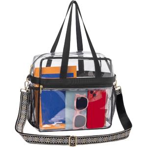 Paxiland Clear Bag for Stadium Events 12x6x12, Clear Tote Bag with Reinforced Strap, Transparent Bag for Sports Concert