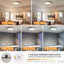 Yiisem Dimmable Wood LED Flush Mount Ceiling Light, 5CCT 2700K-6000K Selectable Modern Round Close to Ceiling Lighting Fixtures, Minimalist Grey Ceiling Lamp for Living Room, Bedroom, Laundry Room
