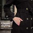 LONDON FOG womens Double-Breasted Long Trench Coat with Belt (X-Small, Black)