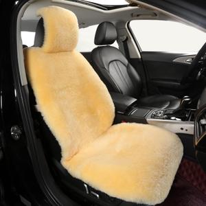 Natural Fur Sheepskin Universal car seat Covers for seat Cushion Auto Accessories, (Pale Beige, Universal Fit)