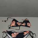 Century Star Women Tie Side Bottom Padded Top Triangle Bikini String Bathing Suit Two Piece Swimsuit Z Black Pink 16-18, XL