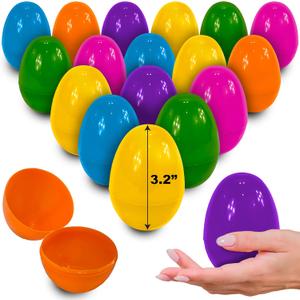 stargo 50 Pack - Plastic Easter Eggs Empty 3.2 Large Plastic Eggs Fillable for Easter Egg Hunt, Easter Egg Basket, Party Favor, Surprise Egg. Set of Bright Multicolored Eggs