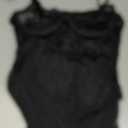 Foxiny Sexy Corset Bodycon Ruffle Sheer Underwire Mesh Lace Floral Outfits Babydoll Lingerie Set Dress with Thong 2 Piece (Large, Black)