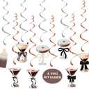 6 x Espresso Martini Party Decoration Set, A Tini Bit Older Birthday, Martini Bar Party with Hanging Swirls, Also Perfect for Weenies and Tinies Bikinis Themed Events, Bachelorette Cocktail Parties