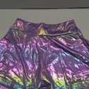 Verdusa Women's Sequin Skirt Metallic High Waist Workout Skorts with Pocket (Medium, Purple)