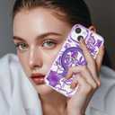 XIZYO Magnetic for iPhone 13 Case Floral Flower Cute [Compatible with MagSafe] Magnetic Ring Stand Clear Rose Women Girly Kickstand Shookproof Case 6.1 Inch-Purple