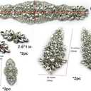 7pcs Silver Glass Diamonds Hot Fix Trimmings - 4 Styles Mixed Hand-Made Rhinestone Appliques with Adhesive Backing for Bridal Gowns,Belts,Shoes,Veils,Bouquets & Fashion Accessories