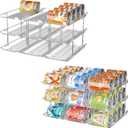 Attelite Can Organizer for Pantry, 6 Sets 3Tiers Can Storage Organizer Pantry, Soda Can Organizer for Fridge 72 Cans Rack Automatic Rolling Stackable Canned Food Organizer,Clear