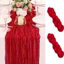 2 Pack 120 Inch Red Cheesecloth Table Runner Boho Rustic Gauze Sheer Romantic 10 FT Long Cheese Cloth Table Runner for Bridal Baby Shower Wedding Party Birthday Holiday Home Easter Decor