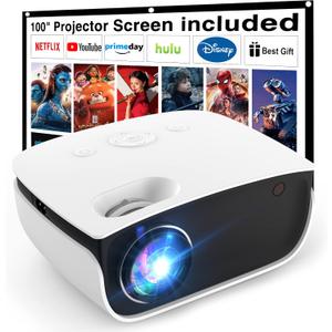 HOPVISION Mini Projector, Portable Projector Mobile Phone Holder Video Projector Full HD 1080P with 6000 Lumens for Home Cinema Outdoor Compatible with Smartphone/TV Stick/PS5/HDMI