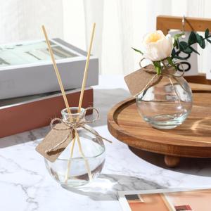 Baderke 5 Sets 5 oz Mini Glass Bottle with Cork Lids Round Small Decorative Jar Ball Shaped Glass