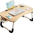 Lap Desk with Storage Drawer, Holders for Cup and Tablet, Laptop Bed Tray Table with Foldable Legs, Laptop Bed Stand, Portable Standing Table for Sofa Couch Floor (23", Walnut)
