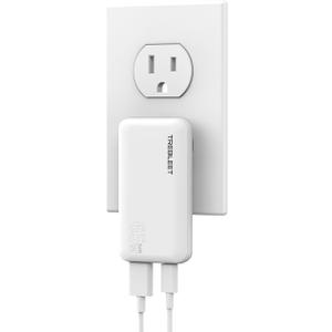 Ultra Thin 65W USB C Charger, Foldable for Travel, Flat Dual Port with PD 3.0 & GaN Tech for Laptops, MacBook, iPad Pro, iPhone 13/13 Pro, iPad Pro,S22, Galaxy Book, LG Gram, XPS, Pixel