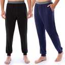 Fruit of The Loom Men's 360 Stretch 2-Pack Jogger Pajama Sleep Pant (Large, Black/Navy)