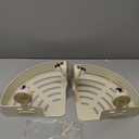 VOLPONE Corner Shower Caddy Suction Cup Shower Shelf Corner No Drilling Bathroom Shower Organizer Storage Rack Adhesive with Towel Bar Hooks (2-Pack, Ivory)