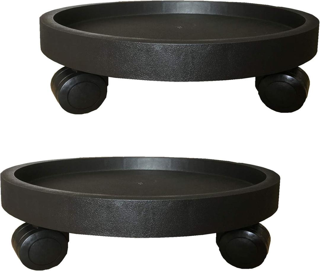 2 Pack of 14 Inch Heavy Duty Plant Caddy with Wheels,Rolling Plant Stand Pot Trolley,Wheeled Planter Saucer Tray,Potted Flower Mover Dolly with Casters Round Coaster for Indoor Outdoor