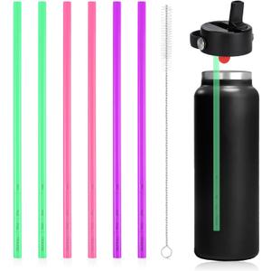 2 x 6pcs Replacement Straws for Hydro Flask Wide Mouth Bottle 32oz, BPA-Free Reusable Plastic Straws for Hydroflask 18/40/64oz Straw Lid Tumbler Replacement Accessories(Pink, Green, Purple)