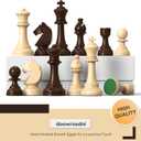 doowroodni Wooden Chess Pieces Large 3.75inch King Set of Luxury Staunton Wood Chessmen with 2 Extra Queen for Chess Board Game (Chess Pieces Only), Velvet Storage Bags Included