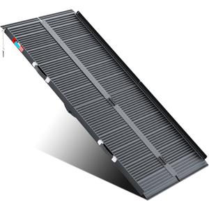 WHALEMOTOR Black Portable Wheelchair Ramp, 6FT No-sew Non-Slip Aluminum Wheelchair Ramp, Folding Portable Wheelchair Ramps for Home, Weight Capacity Up to 800LBS, Loading Dock Plates