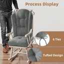 Wingback Rocking Chair Cushion - Small 17"x17" Seat & 26.7"x22.2" Back, for Indoor Rockers, Glider & Adirondack Chair Cushions, High-Density Sponge, Comfort Chenille with Ties (Grey, 2-Piece)