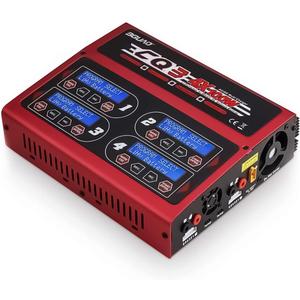 100Wx4/10Ax4 AC/DC 4 Port RC LiPo Charger Discharger Intelligent Balance Charger Quad Multi-Functions for NiMH NiCd LiHV Pb Batteries for Hobby Rc Car Boat Airplane Racing Drone FPV