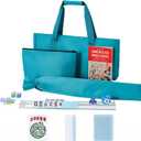 GUSTARIA American Mahjong Game Set, 166 Blue Tiles, Blue Bag and Accessories, 4 All-in-One Transparent Rack/Pushers, Mahjong Tile Set