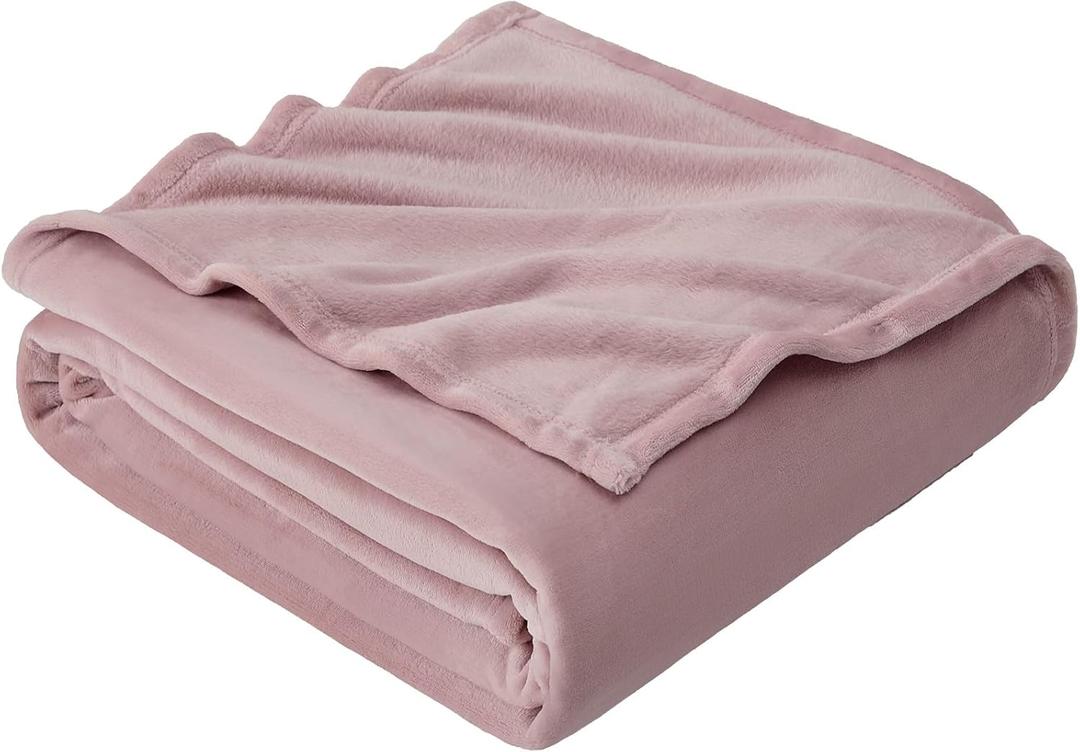 Hansleep Fleece Pink Twin Blanket, Super Soft Flannel Fuzzy Plush Cozy Blanket for All Seasons, Pink, Twin 60x80 Inches
