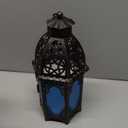 NEEDOMO Hanging Moroccan Lantern, 12.8'' Vintage Candle Holder, Metal Lanterns Decorative Indoor Outdoor, Table, Patio, Porch, Shelf, Gothic Home Decor (Blue, Large Size)