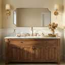 ANDY STAR Scalloped 24"x48" Brushed Gold Bathroom Mirror | Anti-Rust Stainless Steel Frame 1" Deep, Rounded Notched Corners, Two Way Hanging, Ideal for Bathroom Decor & Remodel