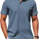 COOFANDY Men's Button Down Shirt Short Sleeve Casual Shirt for Men Summer Business Casual Dress Shirt, M