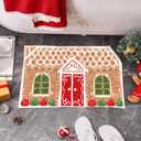 Christmas Gingerbread House Bath Mat Christmas Bathroom Floor Rugs 23.6 x 15.7 Inches Cute Winter Tufted Non Slip Mat Soft Absorbent Cute Bathtub Rug Xmas Bath Decor