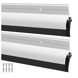 Hicarer 2 Pcs Door Bottom Sweep with Rain Drip 0.5625" W x 2" H x 36" L, Exterior Door Rain Drip Guard, Bottom Weather Stripping, Mill Finish Aluminum with Vinyl Insert(Sliver)