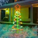 Christmas LED Spiral Tree Lights 3ft, Green and Red Dual Spiral Tree Light Outdoor Indoor Holiday Decor, 8 Dynamic Lighting Effect ETL Listed Lighted Artificial Tree for Garden Pathway Bedroom, 92LEDs