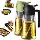 TrendPlain 16oz/470ml Glass Olive Oil Sprayer for Cooking 2 in 1 Olive Oil Dispenser Bottle for Kitchen Gadgets and Air Fryer Accessories, Salad, BBQ - Black & Green