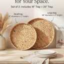 2 Pack Round Wicker Ottoman Trays with Handles, 20" & 16" Hand-Woven Serving Trays for Coffee Table, Living Room, Kitchen Counter, Breakfast, Farmhouse Home Dcor