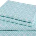 Comfort Spaces Cotton Flannel Sheets Queen Size, Ultra Soft Flannel Sheet Set with 14" Elastic Pocket , Breathable Warm Flannel Bedding, Aqua Geo 4 Piece