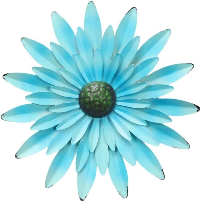 3D Metal Flowers Wall Decor Outdoor Wall Decor Suitable For Indoor and Outdoor Home Patio Bohemian Metal Flower Wall Art 12 in (Blue)