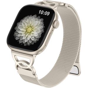 Adorve Slim Milanese loop Compatible with Apple Watch Bands 40mm 41mm 38mm 42mm Women, Thin Stainless Steel Mesh Loop Magnetic Wristbands for iWatch SE3 Series 11 10 9 8 7 6 5 4 3