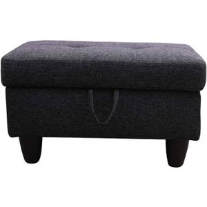 Linen Storage Ottoman Footstool ，Multifunctional Sofa Stool with Hidden Storage Space, Soft Linen Fabric, Sturdy Wooden LegsIdeal for Living Room/Bedroom/Entryway