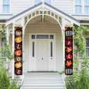 Fall Porch Sign Outdoor Vertical Banner Set Hello Fall & Welcome Double Hanging Decorations Autumn Buffalo Plaid Pumpkin Maple Leaf Theme for Front Door, Porch, Wall  Thanksgiving Decor