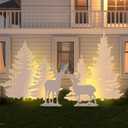 DIY 3-5 ft Christmas Tree Deer Family Silhouette Sticker Set Decoration for Wooden PP Board Cutting Tracing for Holiday Outdoor Indoor Lawn Patio Pathway Garden(4 ft,Reindeer)