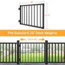 Deck Fence Gate Outdoor, 32 Gate for 36 Deck, Black Heavy Duty Steel Anti-Rust Door with Cuttable Width (Up to 48"), Metal Gate for Residential, Yard, Patio, Hinges and Latch Included
