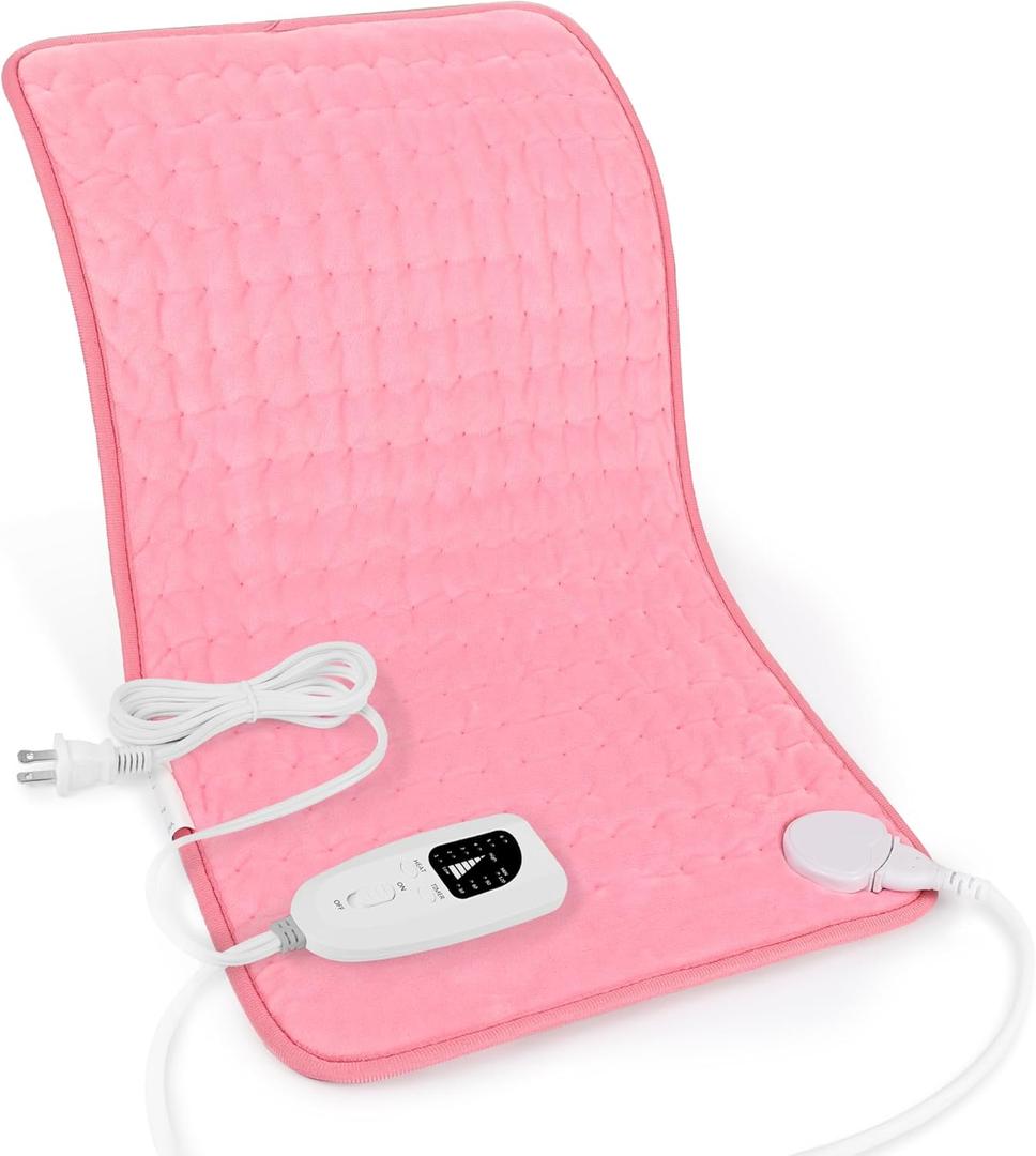 Heating Pad,Electric Heating Pads for Back,Hot Heated Pad for Abdomen,Shoulder,Knee,Multiple Temp and Auto Shut Off(Baby Pink,12''24'') (12" x 24", Baby Pink)