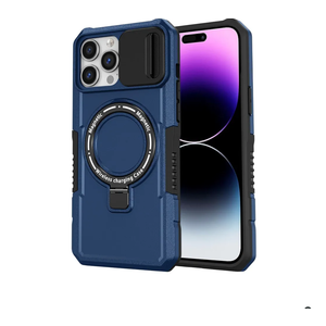 for Phone Case with Camera Slide Cover [Compatible with Mag] [Built-in Magnetic Ring Kickstand] Military Grade Heavy Duty Case for Phone'', Blue