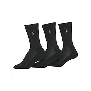 Lauren Ralph Lauren 3-Pack Sport Cushion Crew Sock 7310PK 9-11 Shoe Size 5-9/ Black