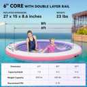 FBSPORT Inflatable Water Hammock Round Floating Ring, 8ft Inflatable Dock Floating Platform for Lake W/Cupholder, Sun Float Chill Raft Float Ring Tanning Pool Lounger Island Platform Pad, Purple Pink